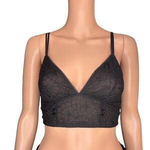 Aerie Black Floral Lace Corset Bralette Small NWT